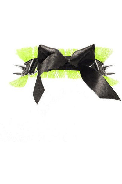 Kitten Collection Neon Green/Black Fishnet Spike Choker - AMIClubwear