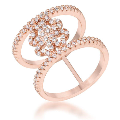Lauren 0.4ct CZ Rose Gold Delicate Clover Wrap Ring - AMIClubwear