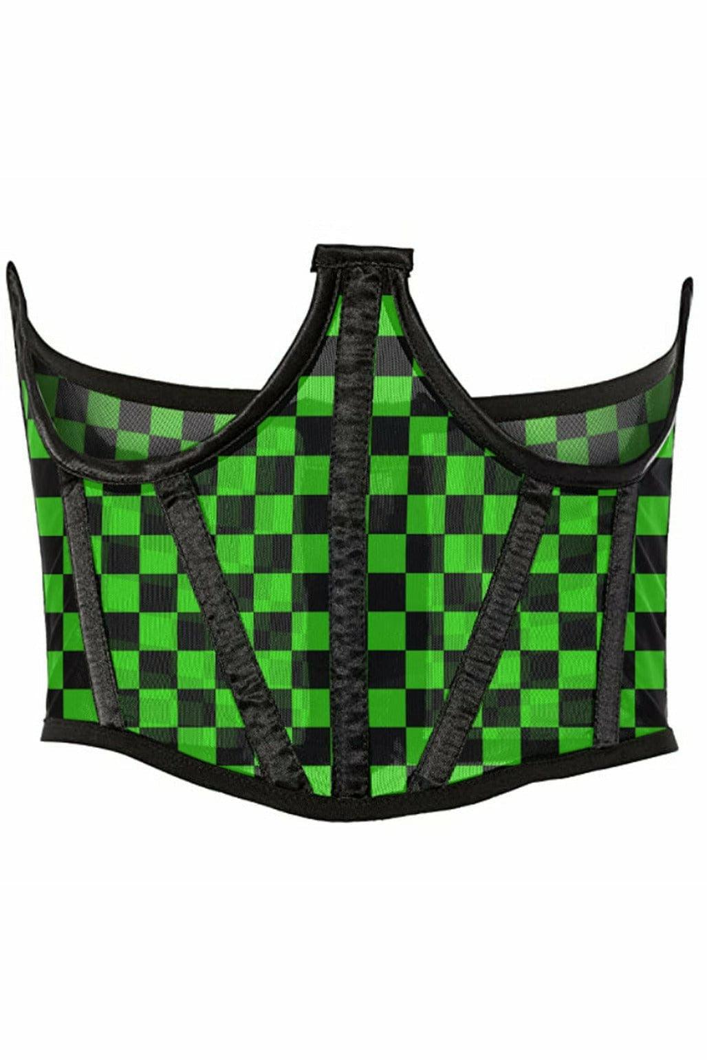 Daisy Corsets Lavish Neon Green/Black Checker Print Mesh Open Cup Waist  Cincher – AMIClubwear