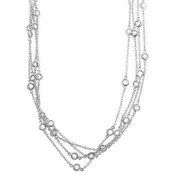 Layered Bezel Rhodium Plated Finish Necklace - AMIClubwear