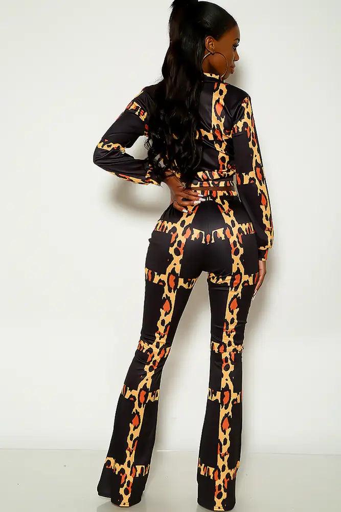 Leopard Print Zip Up Two Piece Outfit - AMIClubwear