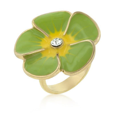 Light Green Enamel Large Floral Ring - AMIClubwear