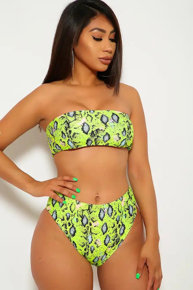 Sage Snake Print Two Piece Swimsuit main image 1
