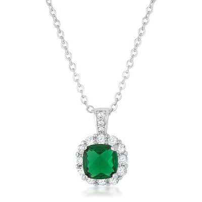 Liz 2.6ct Emerald CZ Rhodium Classic Necklace - AMIClubwear