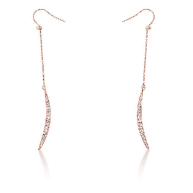 Luna 0.5ct CZ Rose Gold Delicate Moon Drop Earrings - AMIClubwear