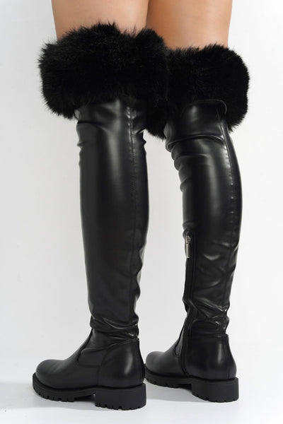 MEGHANI - BLACK Thigh High Boots - AMIClubwear