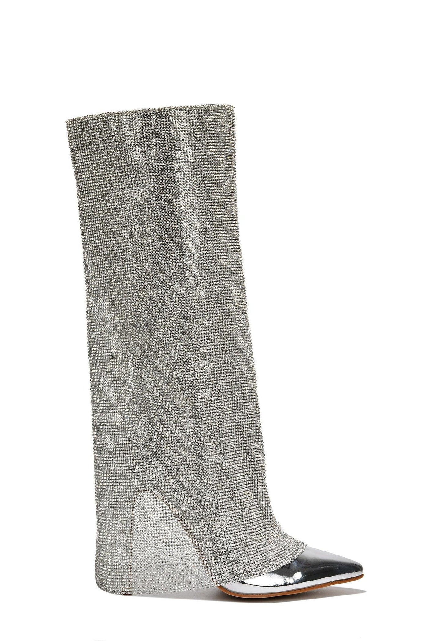 METIZER - SILVER Thigh High Boots - AMIClubwear