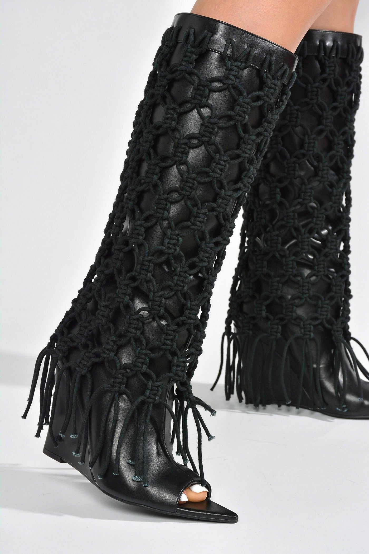 MONEMI - BLACK Thigh High Boots - AMIClubwear