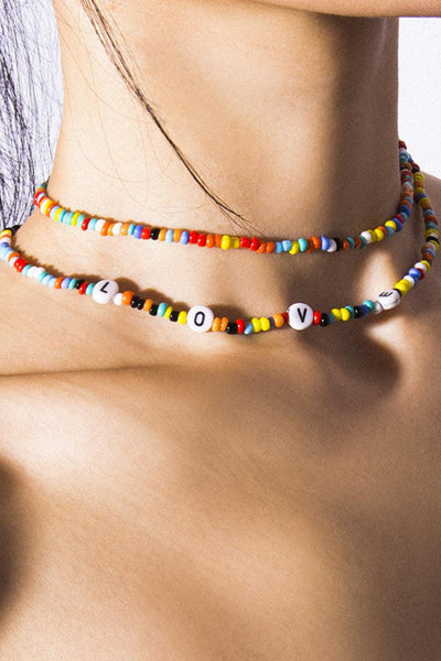 Multi Love Charm Bead Double Necklace - AMIClubwear