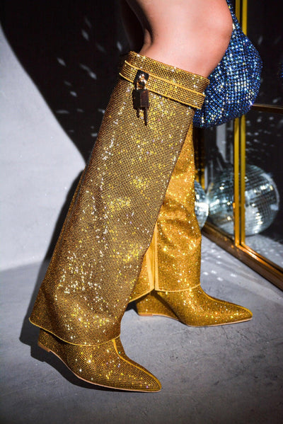 CRARA - GOLD Thigh High Boots