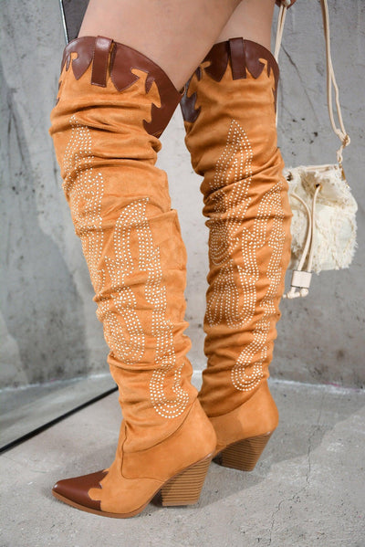 ICONA - TAN Thigh High Boots - AMIClubwear