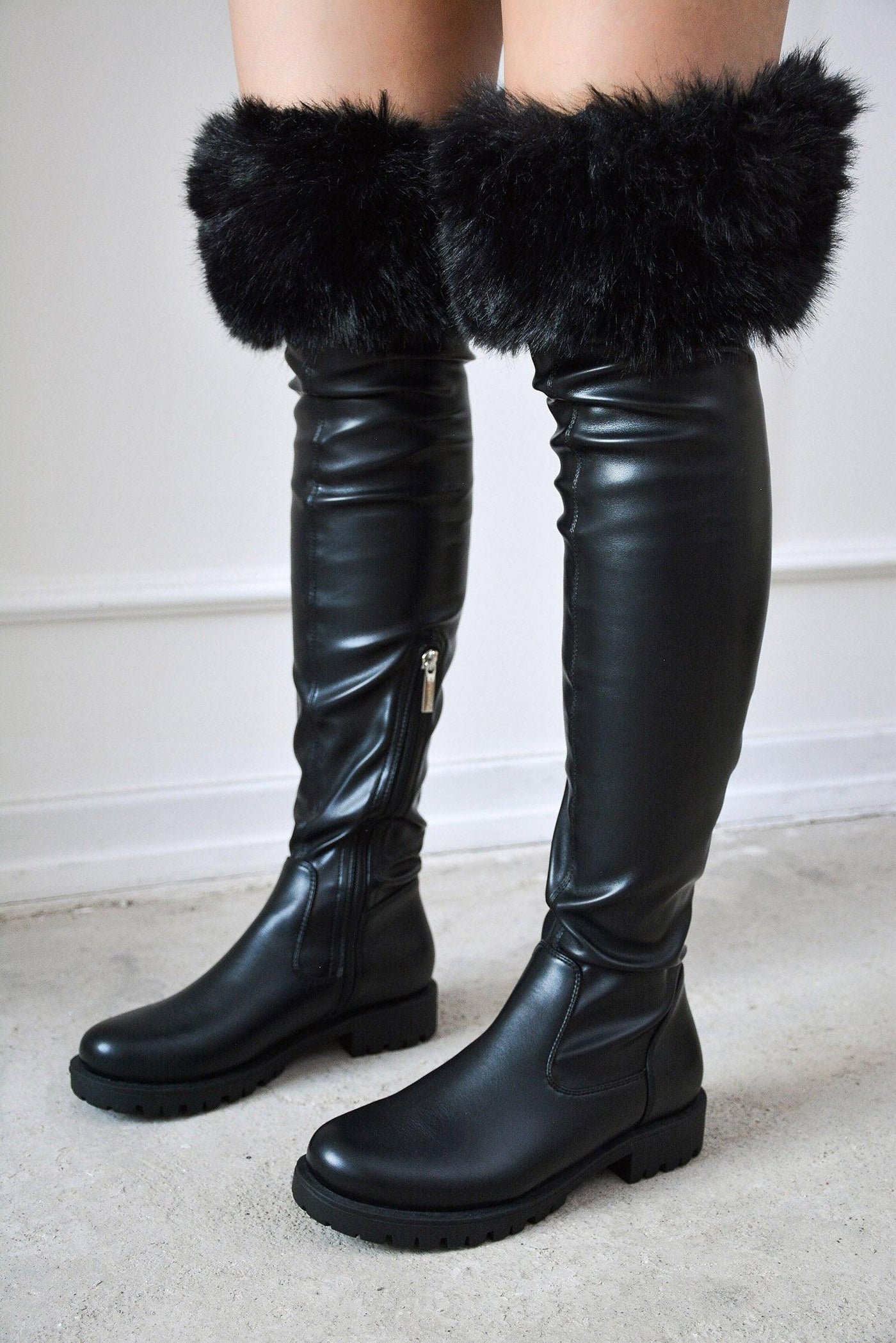 MEGHANI - BLACK Thigh High Boots - AMIClubwear