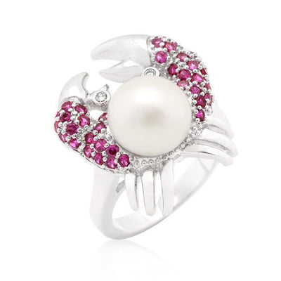 Pearl Crab Cubic Zirconia Ring - AMIClubwear