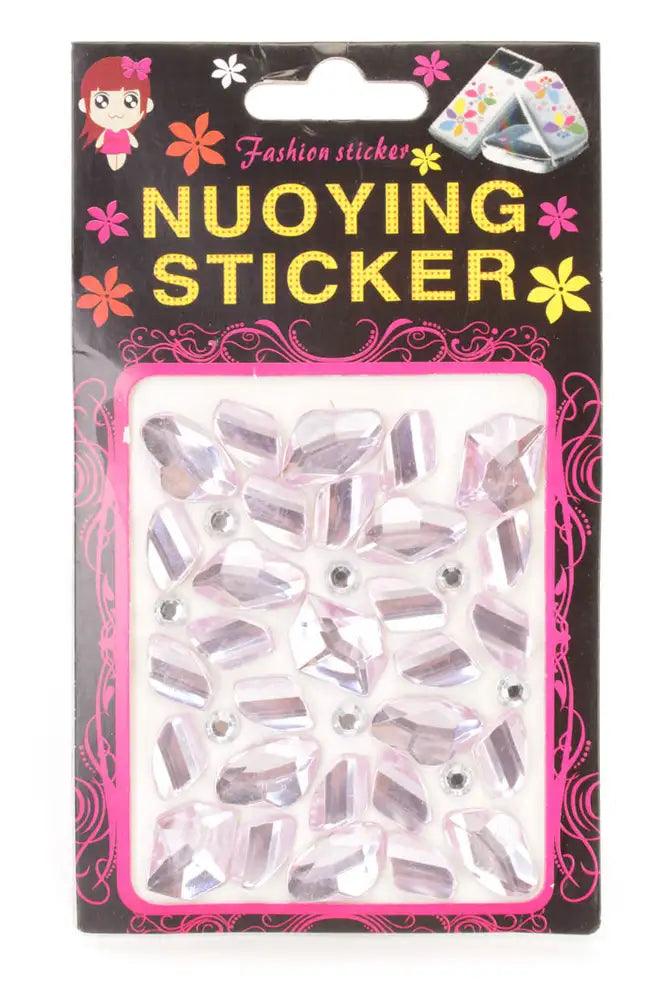 Pink Faceted Beaded Gemstone Stickers - AMIClubwear