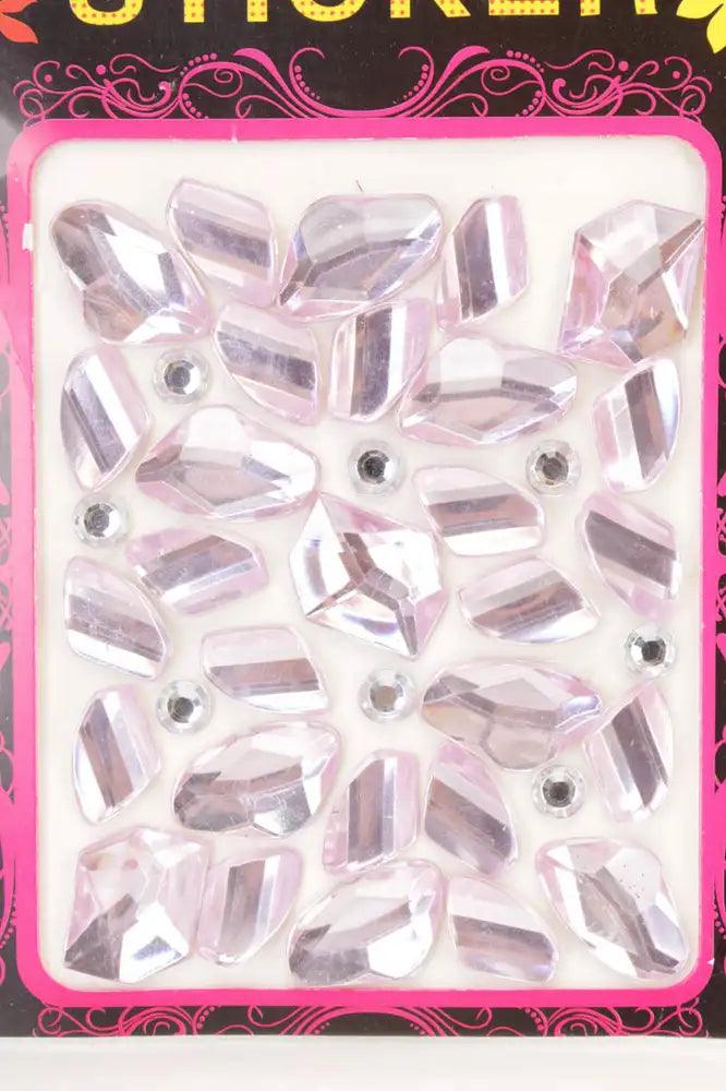 Pink Faceted Beaded Gemstone Stickers - AMIClubwear