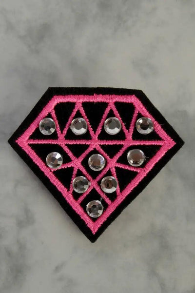 Pink Gem Embroidered Rhinstone Fabric Patch Miscellaneous Accessory - AMIClubwear