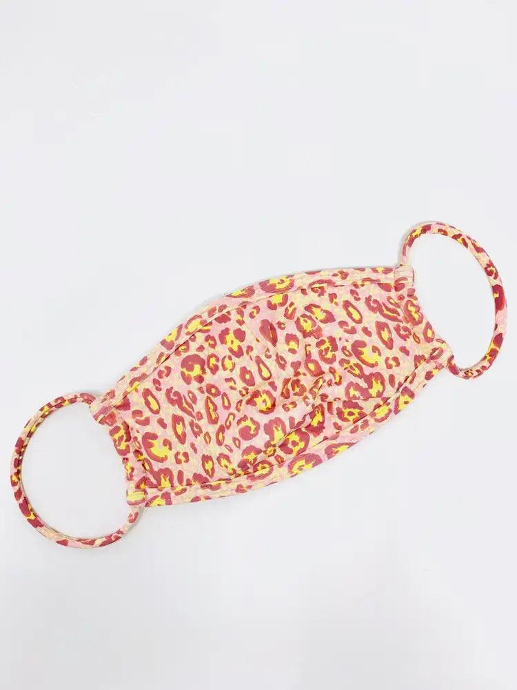 Pink Leopard Print Stretchy Reusable Face Mask - AMIClubwear