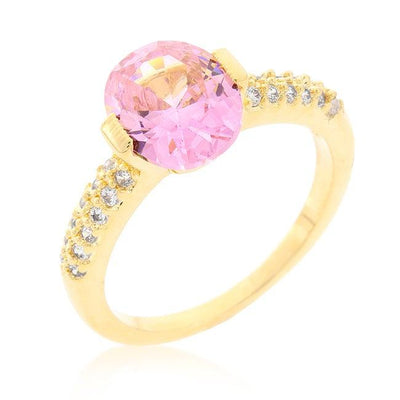 Pink Oval Cubic Zirconia Engagement Ring - AMIClubwear