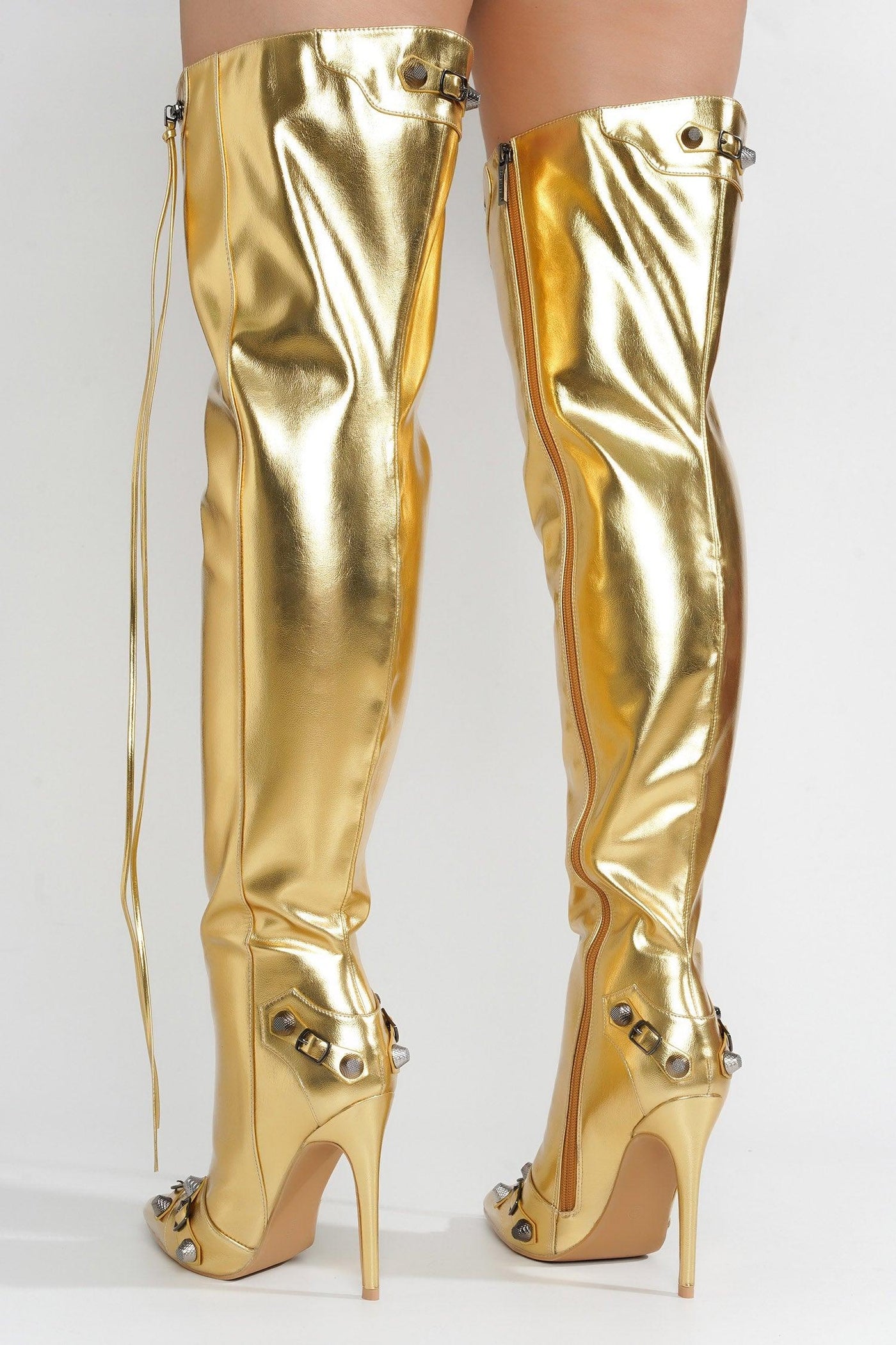 POFIN-2 - GOLD Thigh High Boots - AMIClubwear