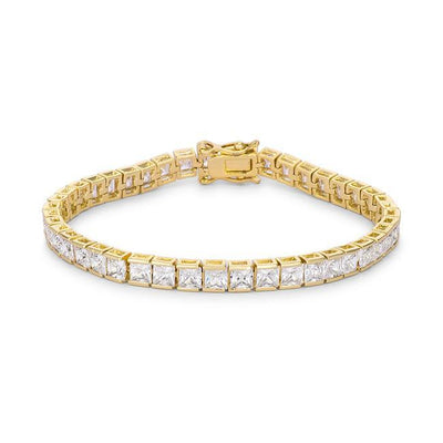 Princess Cut CZ Gold Tone Tennis Bracelet - AMIClubwear
