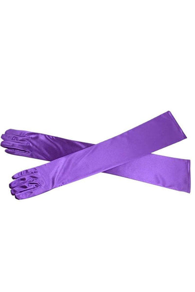 Purple Extra Long Satin Gloves - AMIClubwear