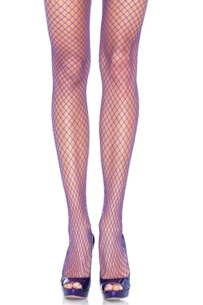 Purple Spandex Netted Pantyhose - AMIClubwear