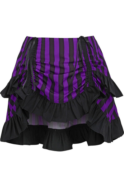 Purple/Black Striped Ruched Bustle Skirt - AMIClubwear