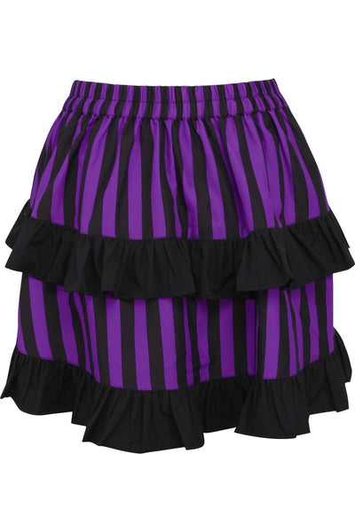 Purple/Black Striped Ruched Bustle Skirt - AMIClubwear