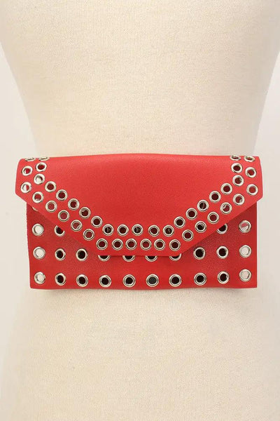 Red Cut Out Faux Leather Mini Fanny Pack - AMIClubwear