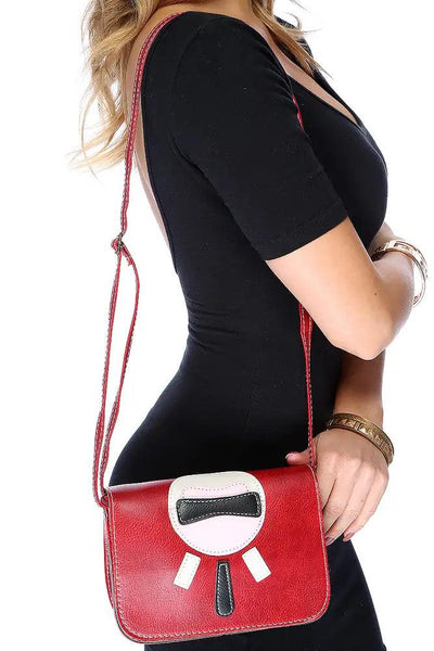 Red Patch Design Messenger Crossbody Handbag - AMIClubwear
