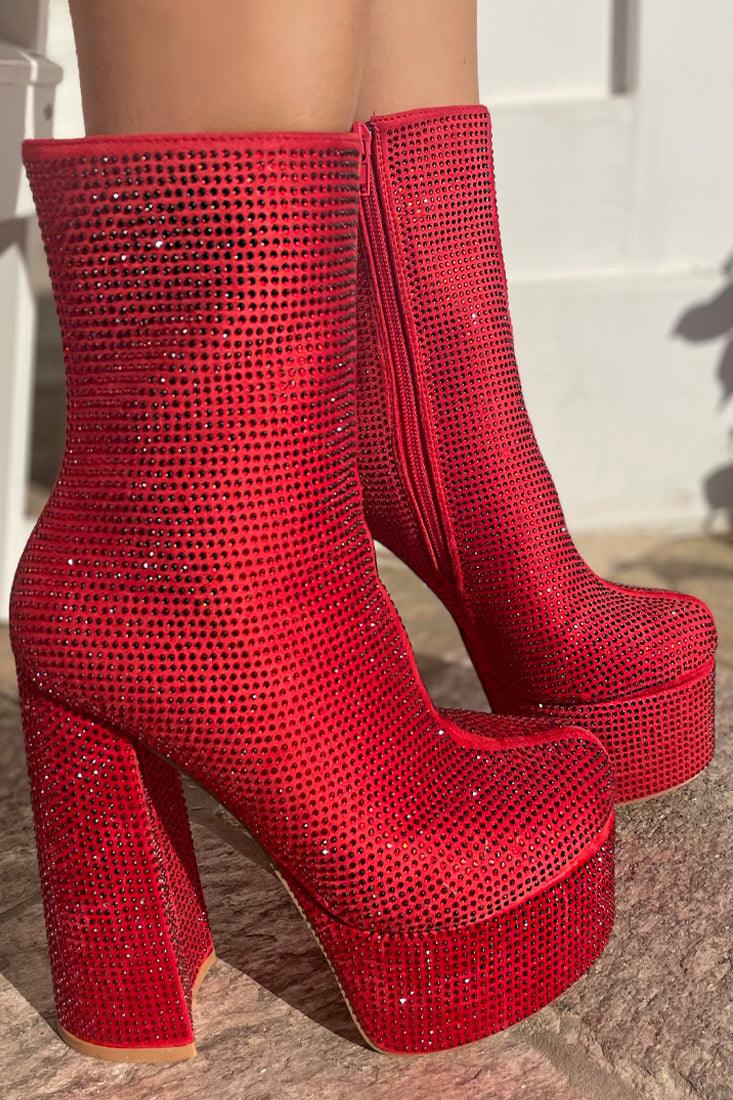 Rhinestone on sale platform boots