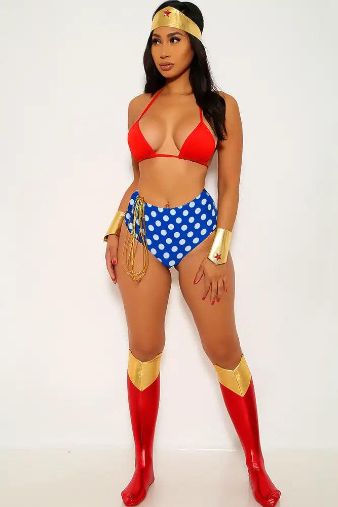 Halloween Women Superhero Outfit Wonder Cosplay Costume Sexy Tube