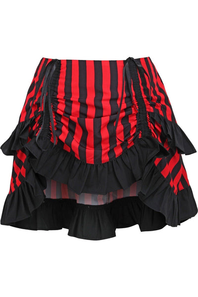 Red/Black Striped Ruched Bustle Skirt - AMIClubwear