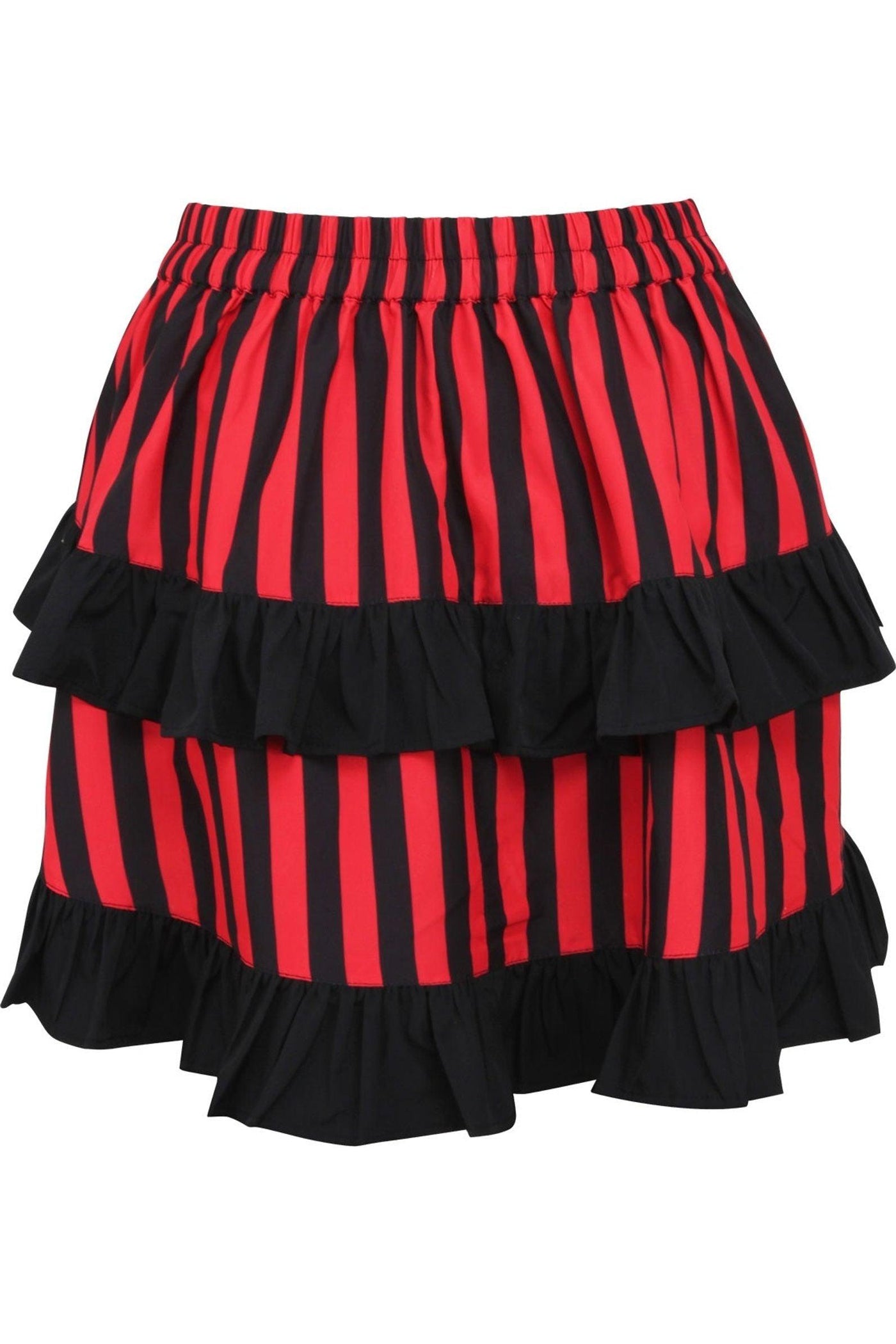 Red/Black Striped Ruched Bustle Skirt - AMIClubwear