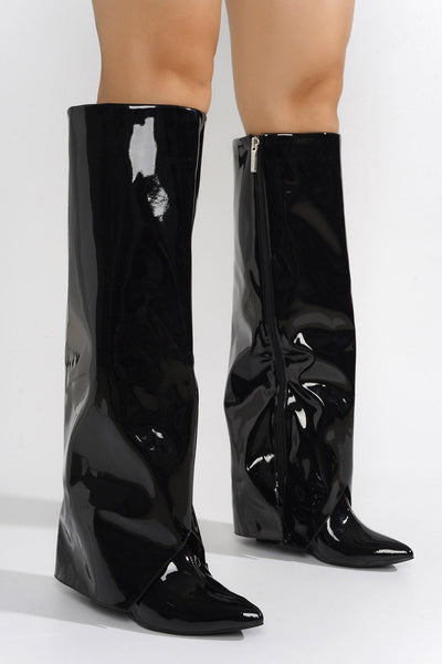 RESARA - BLACK Thigh High Boots - AMIClubwear