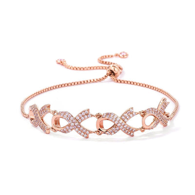 Rose Gold Plated Pink Ribbon Bracelet - AMIClubwear
