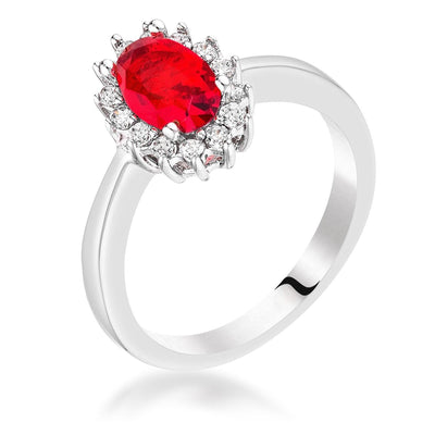 Ruby Red CZ Petite Oval Ring, <b>Size 5</b> - AMIClubwear