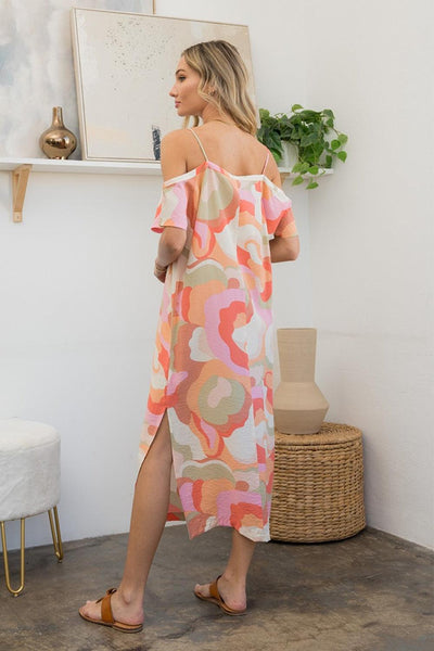 Sew In Love Full Size Printed Side Slit Midi Dress - AMIClubwear