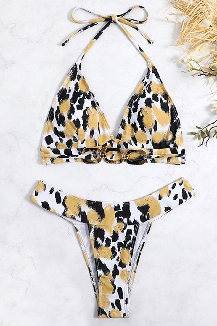 Sexy Black And Tan Leopard Print Cheeky Bikini - AMIClubwear