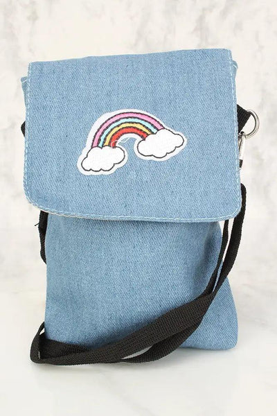 Sexy Denim Rainbow Patch Mini Satchel Handbag - AMIClubwear