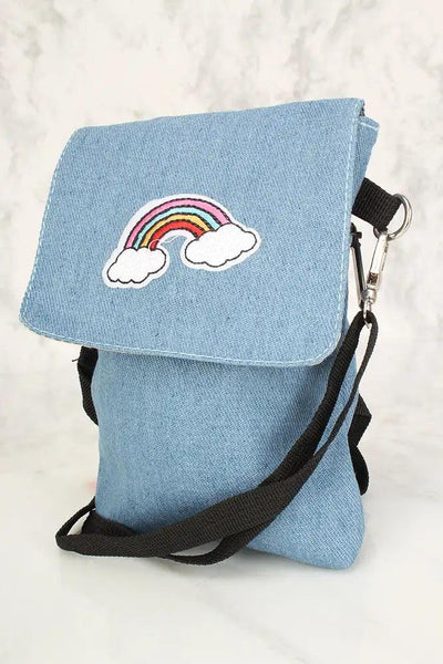 Sexy Denim Rainbow Patch Mini Satchel Handbag - AMIClubwear