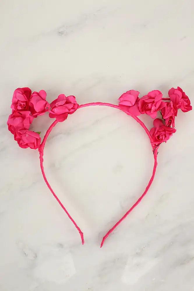 Sexy Fuschia Flower Accent Headband - AMIClubwear