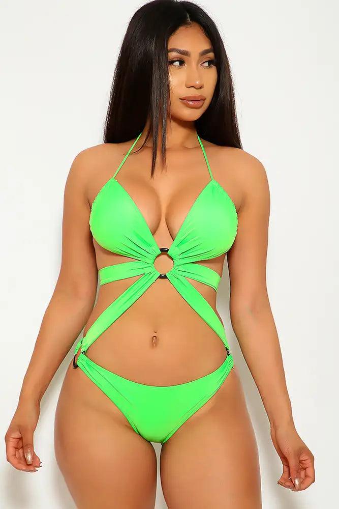 Sexy Green O-ring Strappy Monokini - AMIClubwear