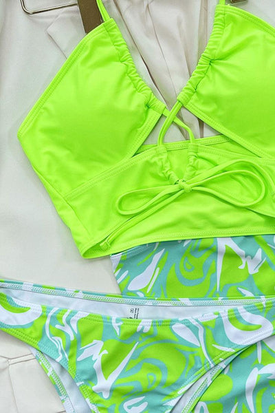 Sexy Lime Green 3pc Bikini Set - AMIClubwear