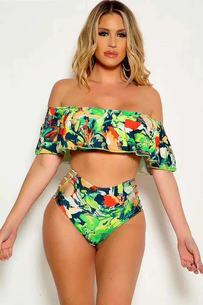 Along The Shore Two Piece Swimsuit, Navy/White main image 0