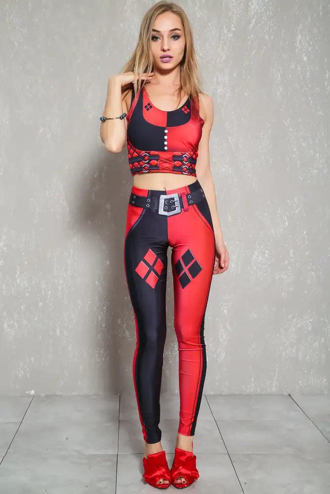 Sexy Red Black Harley Quinn Two Piece Costume – AMIClubwear