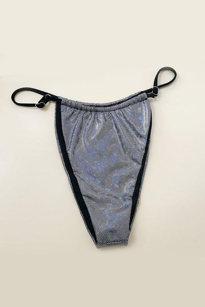 Sexy Silver Hologram Print 2pc Tie Bikini - AMIClubwear