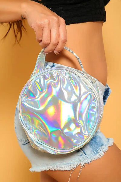 Sexy Silver Holographic Rainbow Mini Handbag - AMIClubwear