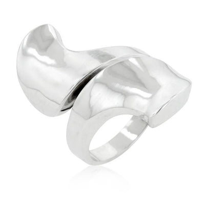 Silvertone Finish Abstract Statement Ring - AMIClubwear