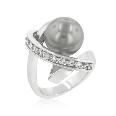 Silvertone Knotted Simulated Pearl Ring - AMIClubwear